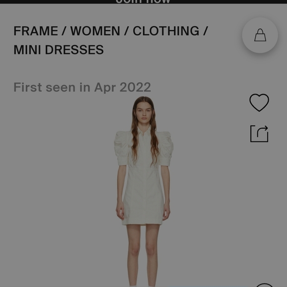 FRAME Gillian Off-White Gillian Puff Sleeve Mini Dress